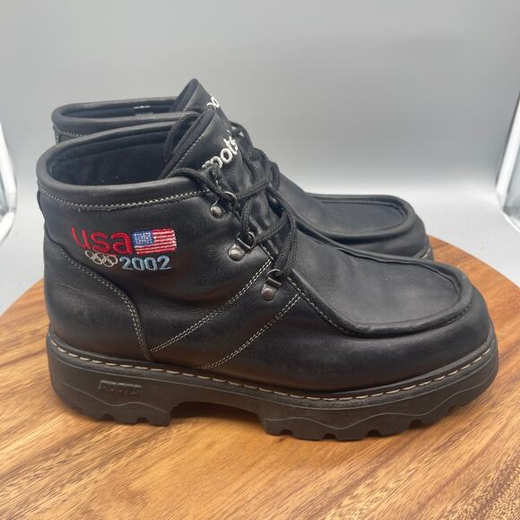 Roots 2002 USA Olympic Team Boots Mens Size 10 Black Leather